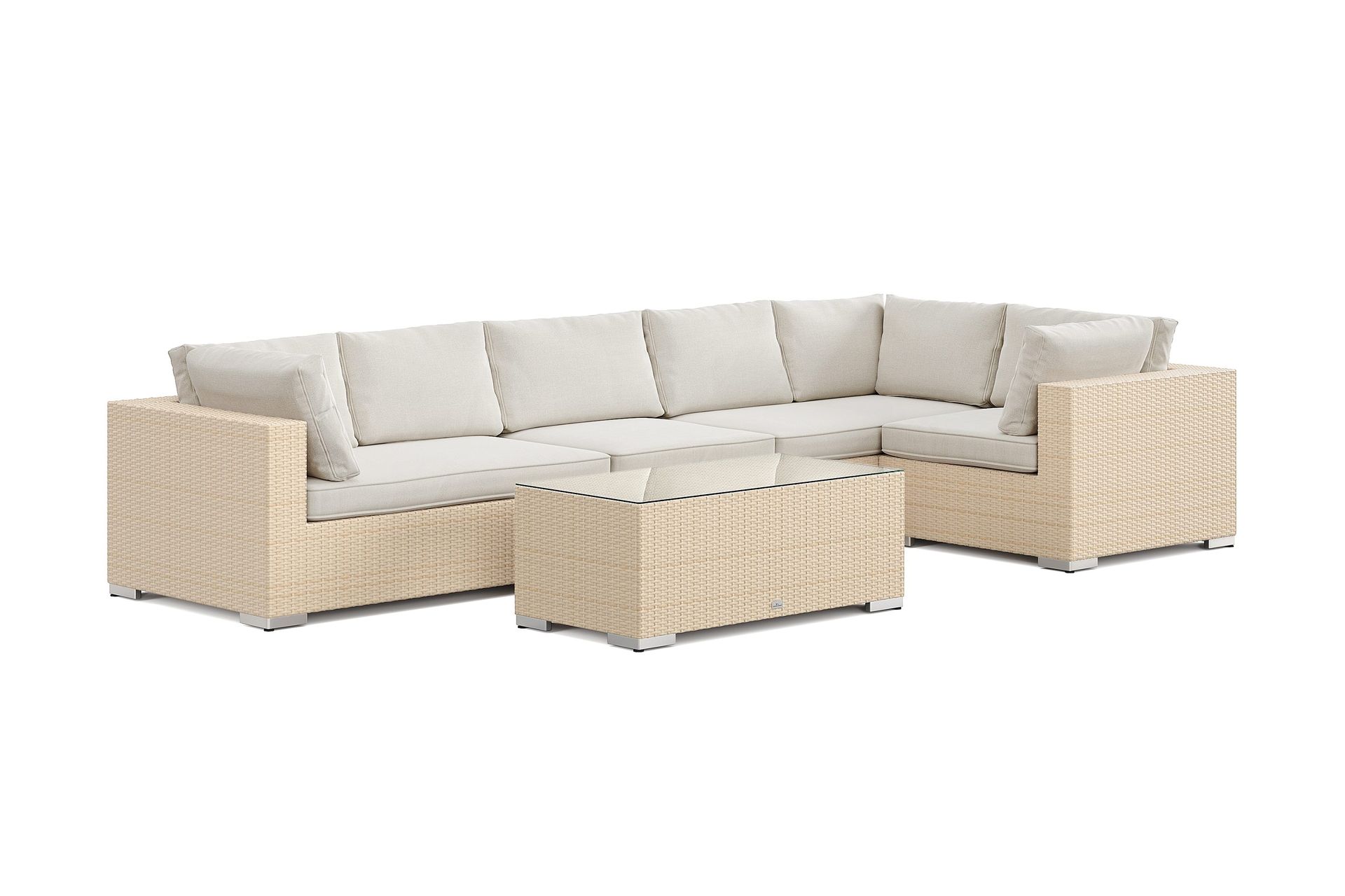 bahamas utomhus hörnsoffa 6-sits vändbar med bord - beige