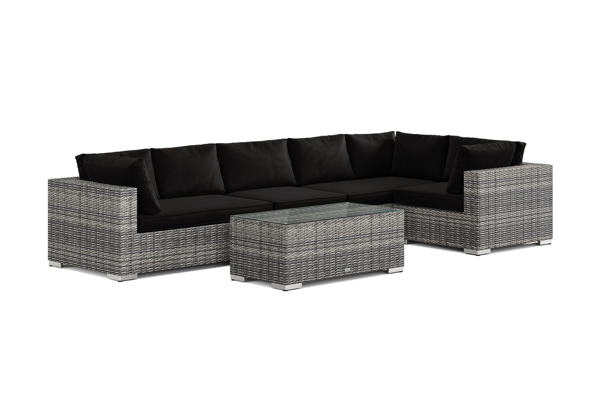 bahamas utomhus hörnsoffa 6-sits vändbar med bord - grå