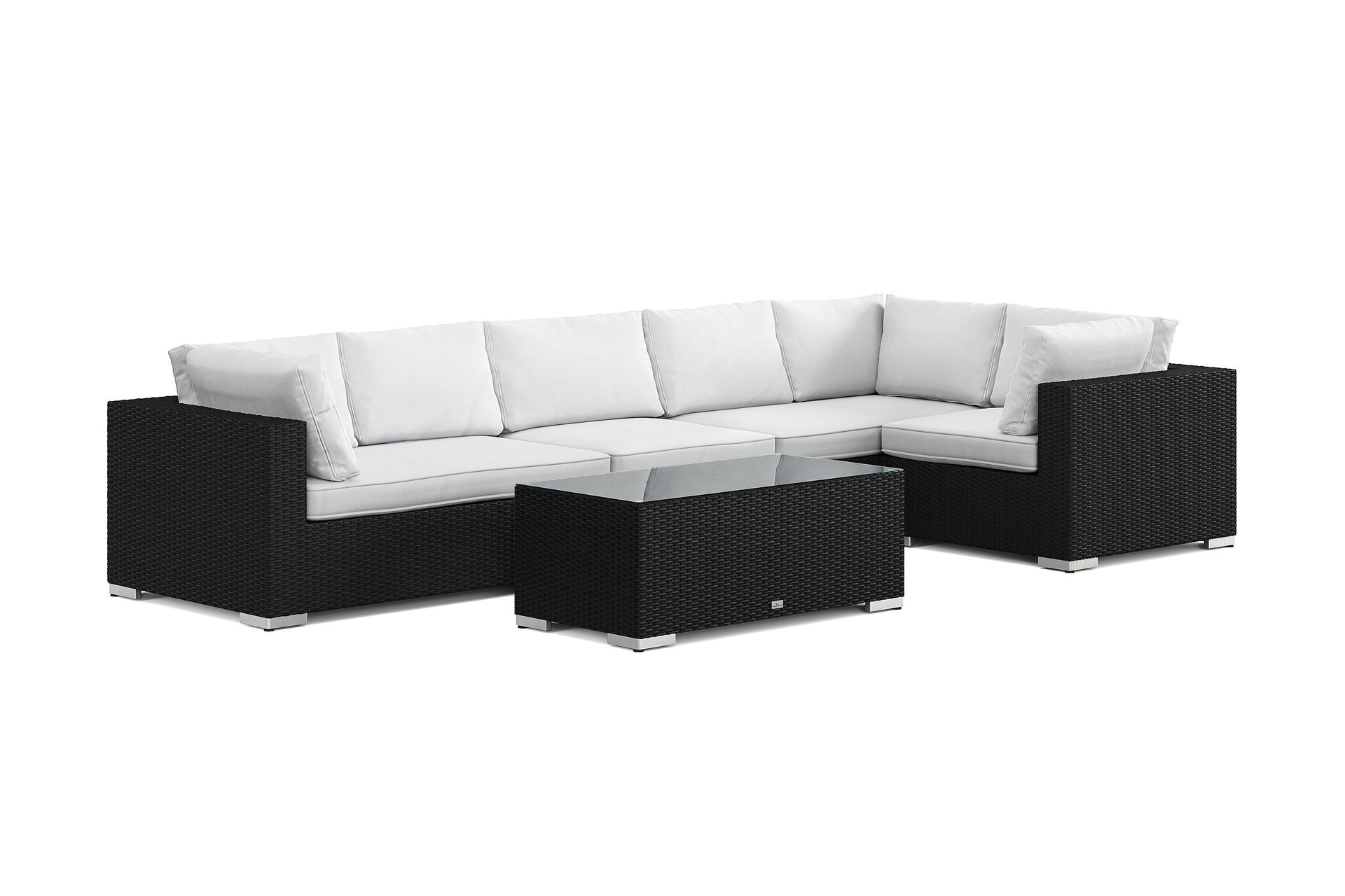 bahamas utomhus hörnsoffa 6-sits vändbar med bord - svart