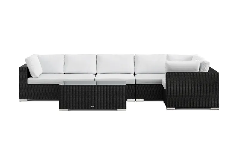 Bahamas utomhus hörnsoffa 6-sits vändbar med bord - Svart - Utemöbler - Utegrupp - Loungegrupp