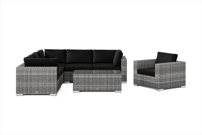 Bahamas utomhus hörnsoffa 6-sits vändbar med fåtölj och bord - Grå - Utemöbler - Utegrupp - Loungegrupp