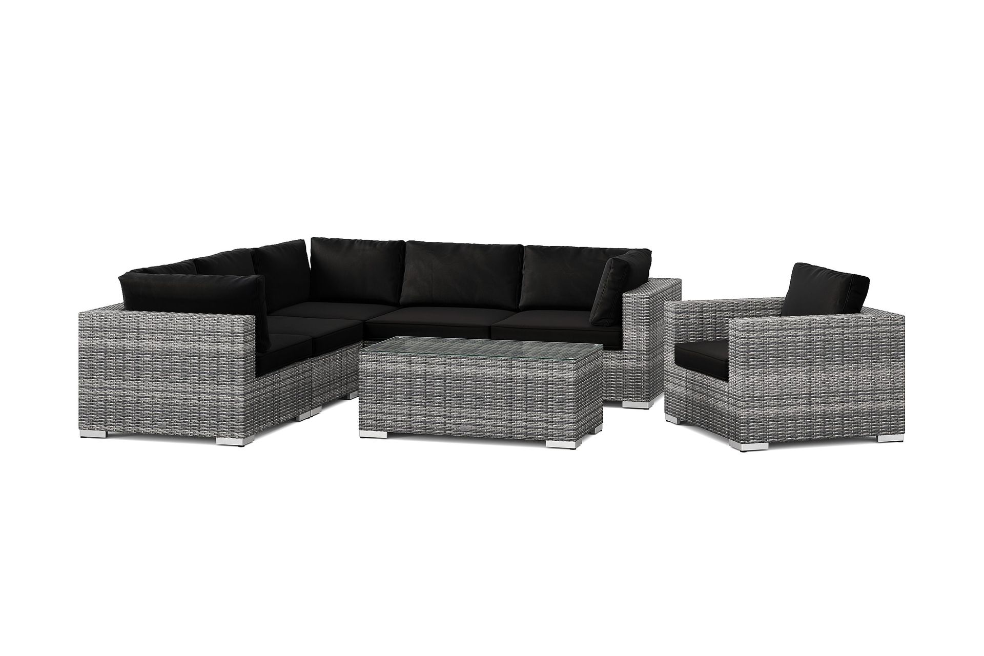 bahamas utomhus hörnsoffa 6-sits vändbar med fåtölj och bord - grå