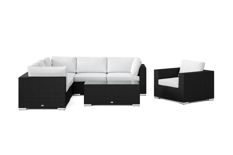 Bahamas utomhus hörnsoffa 6-sits vändbar med fåtölj och bord - Svart - Utemöbler - Utegrupp - Loungegrupp