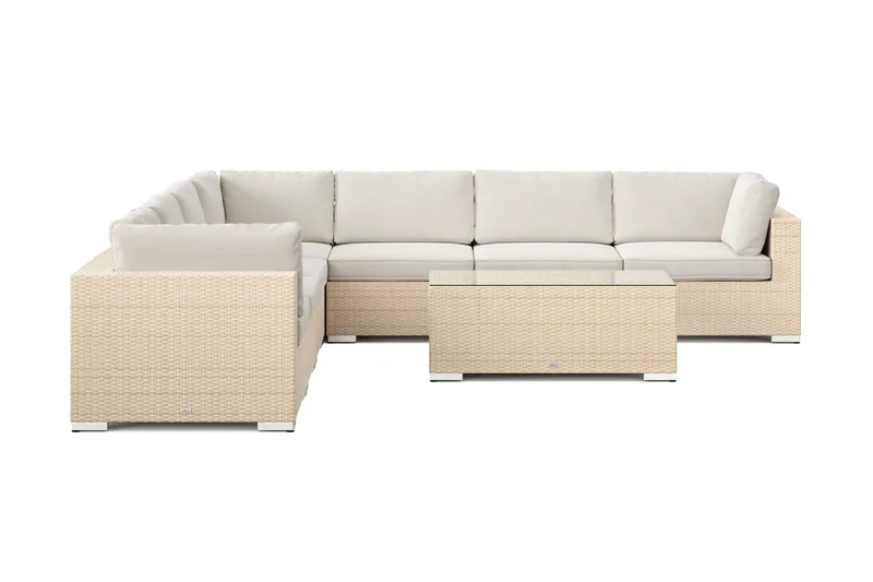 Bahamas utomhus hörnsoffa 7-sits vändbar med bord - Beige - Utemöbler - Utegrupp - Loungegrupp