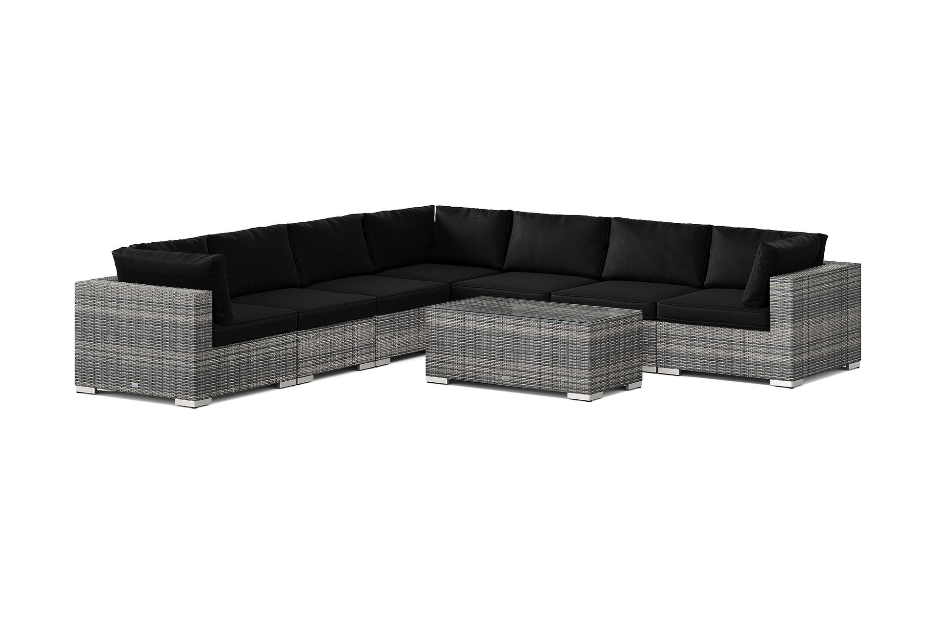 bahamas utomhus hörnsoffa 7-sits vändbar med bord - grå