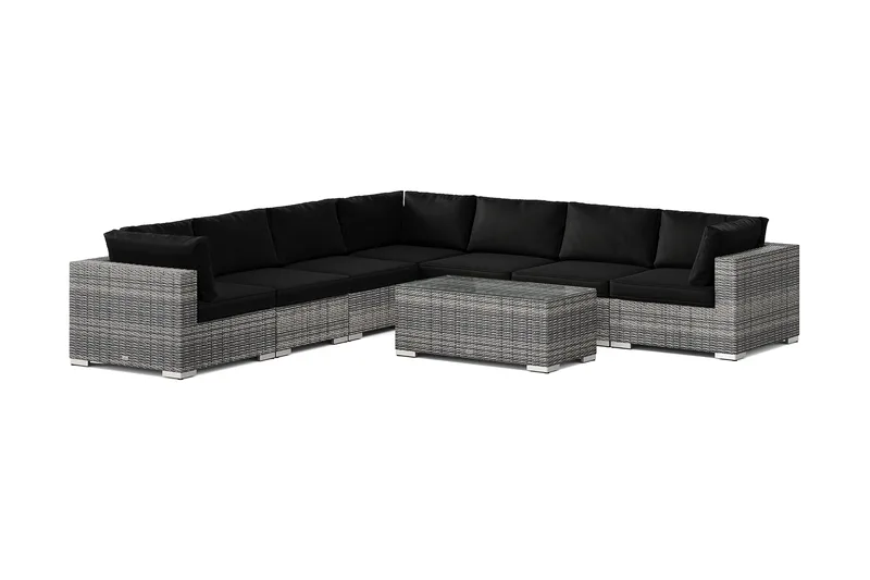 Bahamas utomhus hörnsoffa 7-sits vändbar med bord, Grå