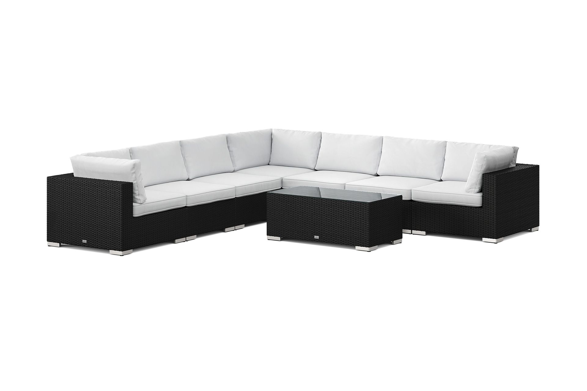 bahamas utomhus hörnsoffa 7-sits vändbar med bord - svart