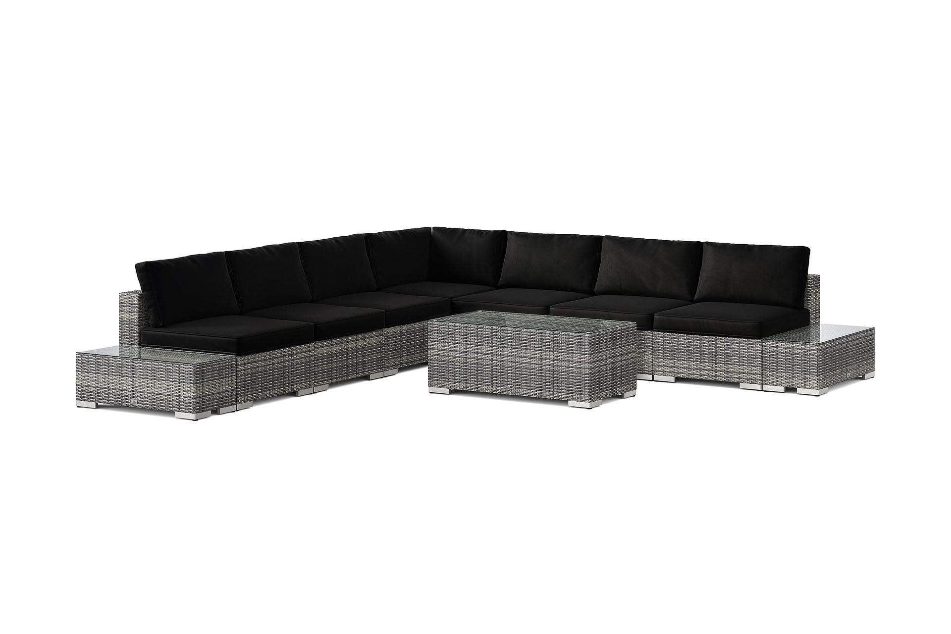 bahamas utomhus hörnsoffa 7-sits vändbar med öppet avslut och bord - grå