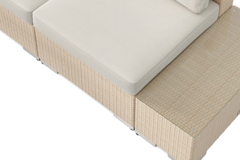 Bahamas utomhus hörnsoffa 7-sits vändbar med öppet avslut och bord med hylla - Beige - Utemöbler - Utegrupp - Loungegrupp