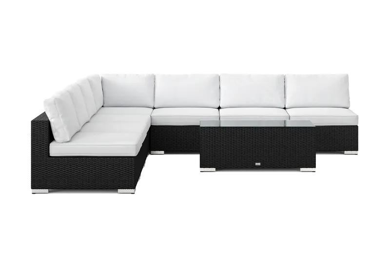 Bahamas utomhus hörnsoffa 7-sits vändbar med öppet avslut och bord - Svart - Utemöbler - Utegrupp - Loungegrupp