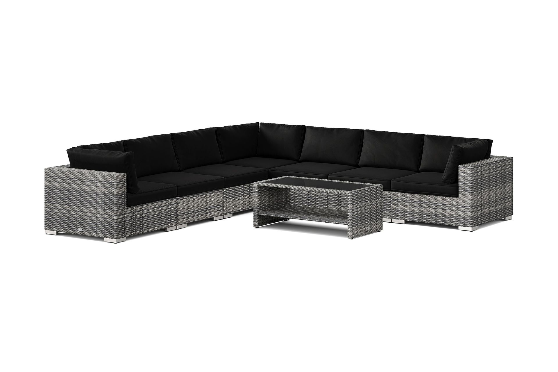 bahamas utomhus hörnsoffa 7-sits vändbar och bord med hylla - grå