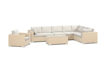 Bahamas utomhus L-soffa höger 8-sits med fåtölj och bord