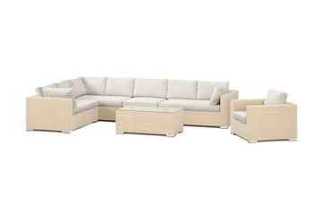 Bahamas utomhus L-soffa vänster 8-sits med fåtölj och bord
