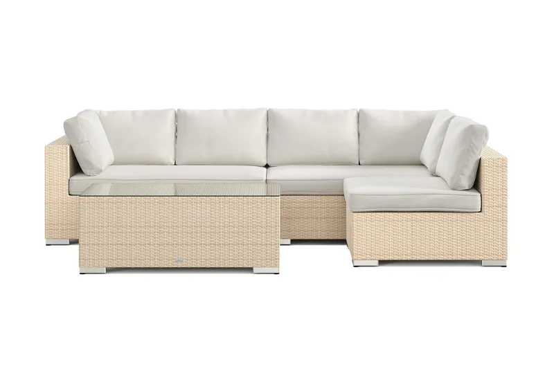 Bahamas utomhus loungegrupp 5-sits med vändbar schäslong och bord - Beige - Utemöbler - Utegrupp - Loungegrupp