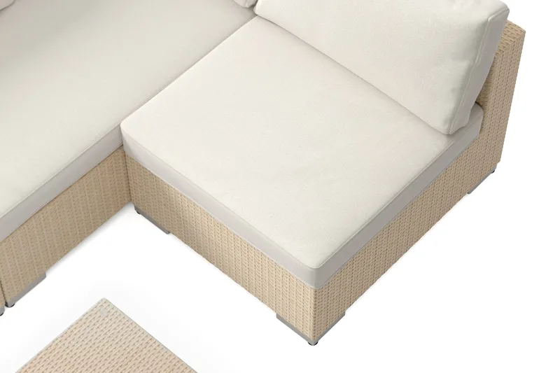 Bahamas utomhus loungegrupp 5-sits med vändbar schäslong och bord - Beige - Utemöbler - Utegrupp - Loungegrupp