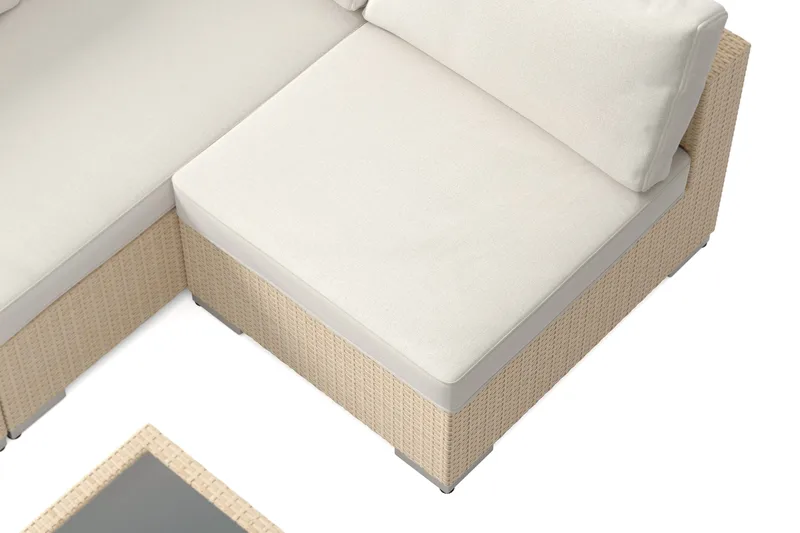 Bahamas utomhus loungegrupp 5-sits med vändbar schäslong och bord med hylla - Beige - Utemöbler - Utegrupp - Loungegrupp