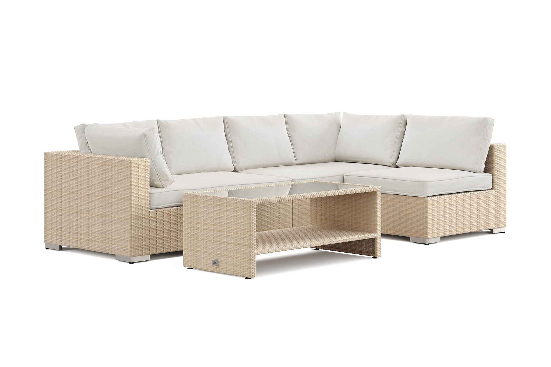 bahamas utomhus loungegrupp 5-sits med vändbar schäslong och bord med hylla - beige