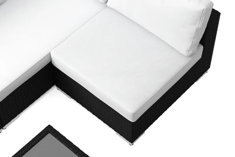 Bahamas utomhus loungegrupp 5-sits med vändbar schäslong och bord med hylla - Svart - Utemöbler - Utegrupp - Loungegrupp