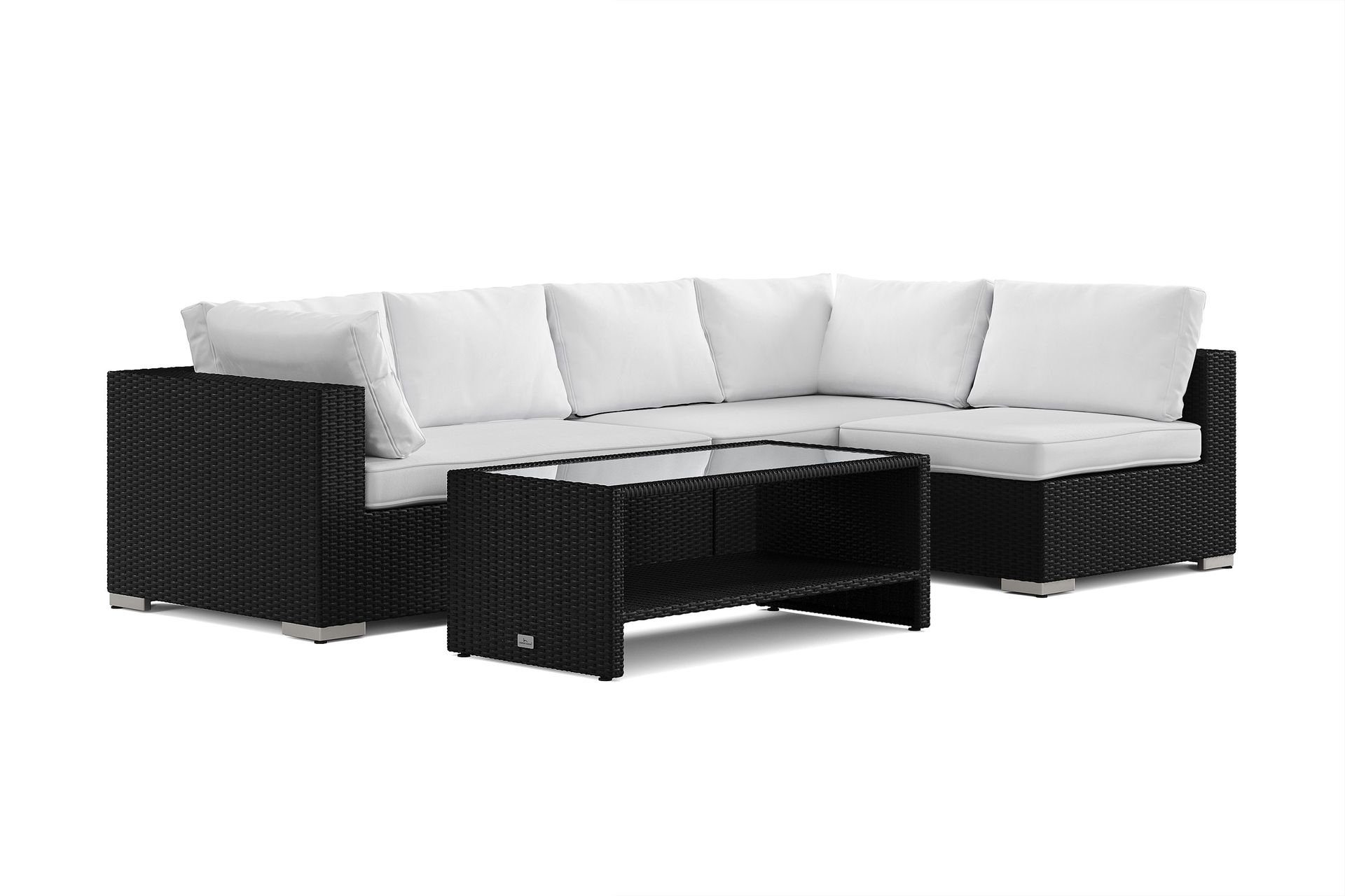 bahamas utomhus loungegrupp 5-sits med vändbar schäslong och bord med hylla - svart