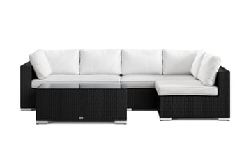 Bahamas utomhus loungegrupp 5-sits med vändbar schäslong och bord - Svart - Utemöbler - Utegrupp - Loungegrupp