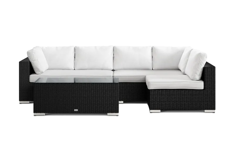 Bahamas utomhus loungegrupp 5-sits med vändbar schäslong och bord - Svart - Utemöbler - Utegrupp - Loungegrupp