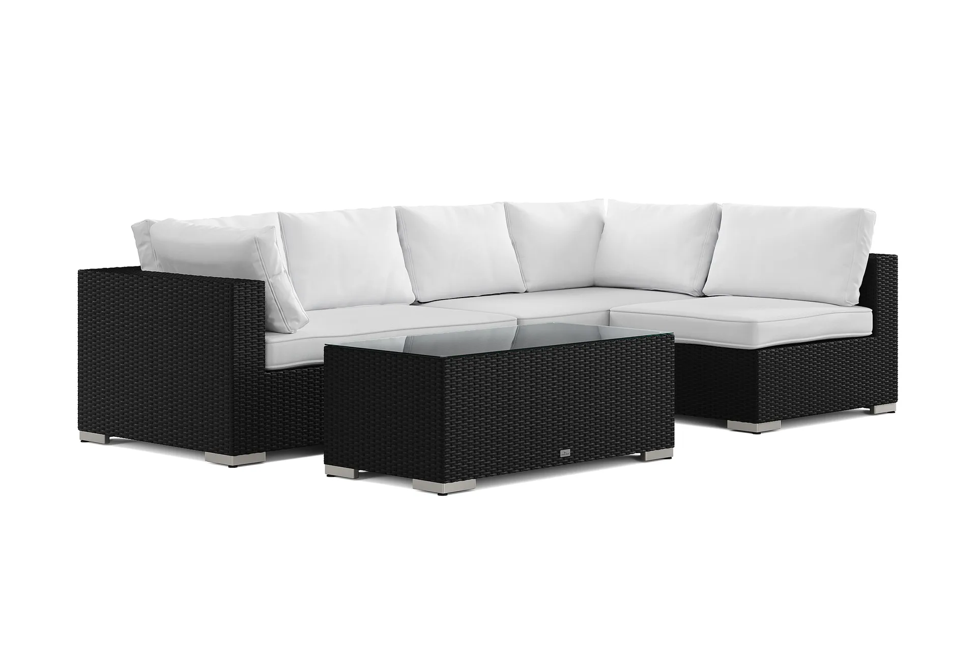 bahamas utomhus loungegrupp 5-sits med vändbar schäslong och bord - svart