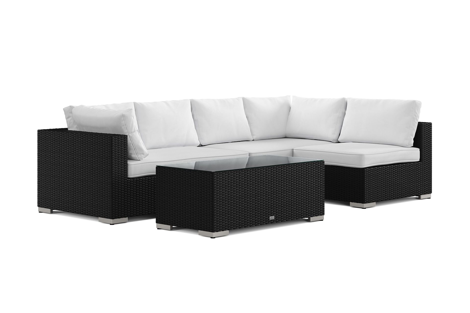 bahamas utomhus loungegrupp 5-sits med vändbar schäslong och bord - svart