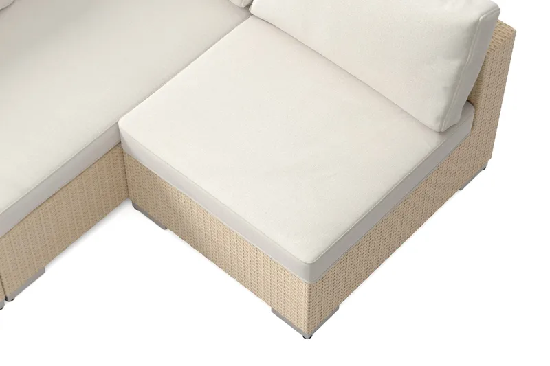 Bahamas utomhus loungegrupp 6-sits med vändbar schäslong och bord - Beige - Utemöbler - Utegrupp - Loungegrupp