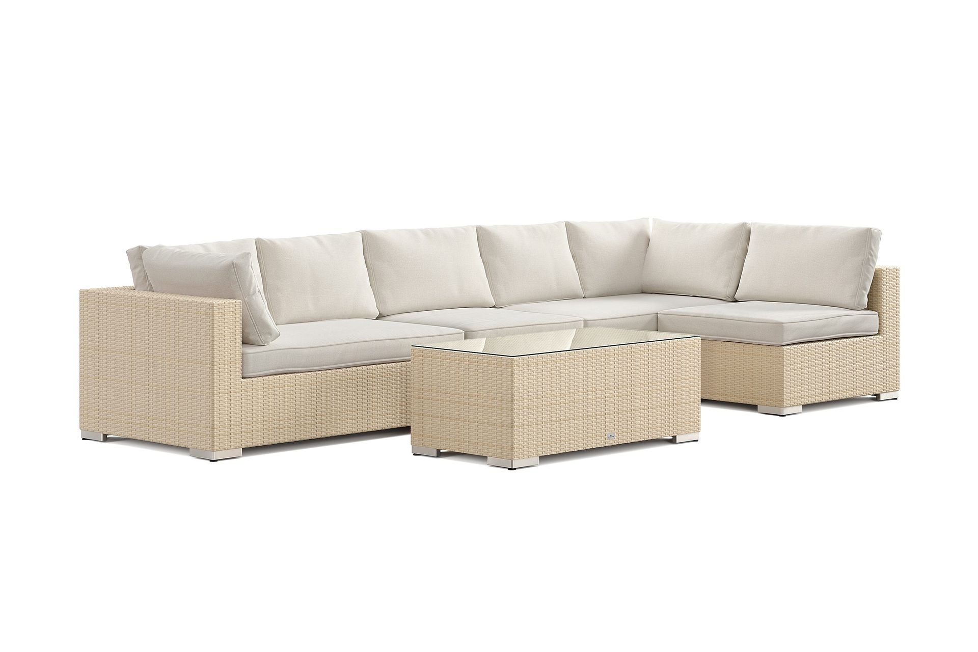 bahamas utomhus loungegrupp 6-sits med vändbar schäslong och bord - beige