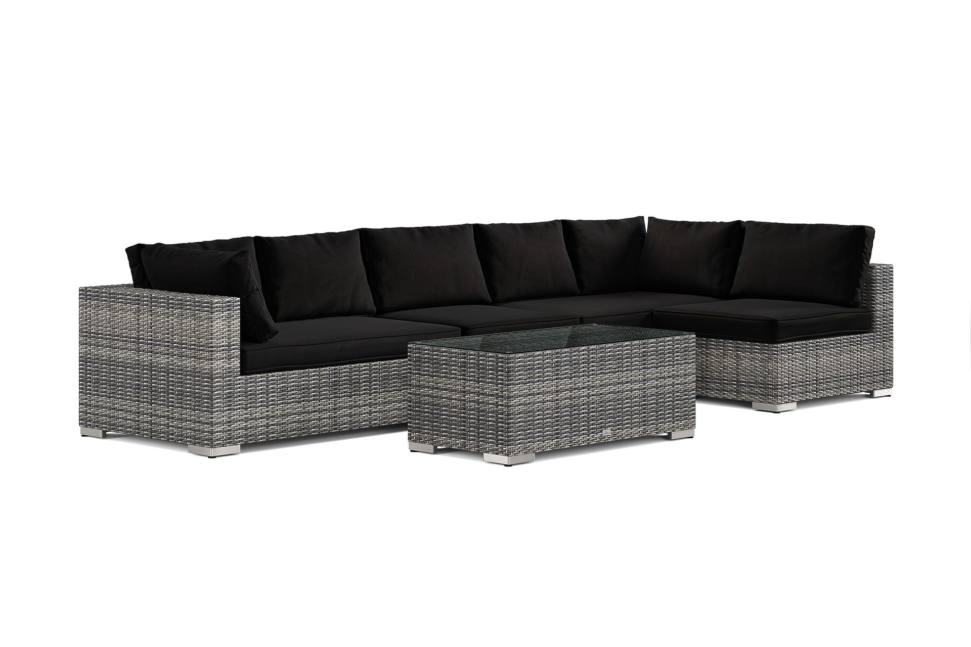 bahamas utomhus loungegrupp 6-sits med vändbar schäslong och bord - grå