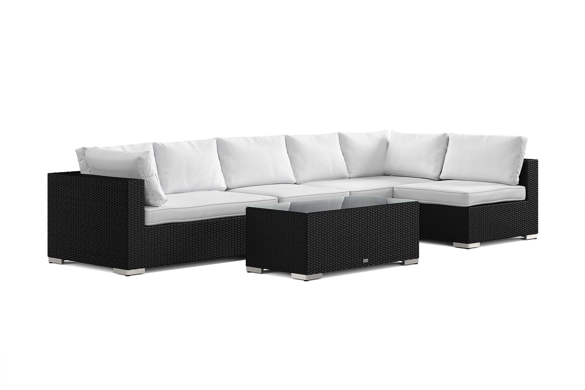 bahamas utomhus loungegrupp 6-sits med vändbar schäslong och bord - svart