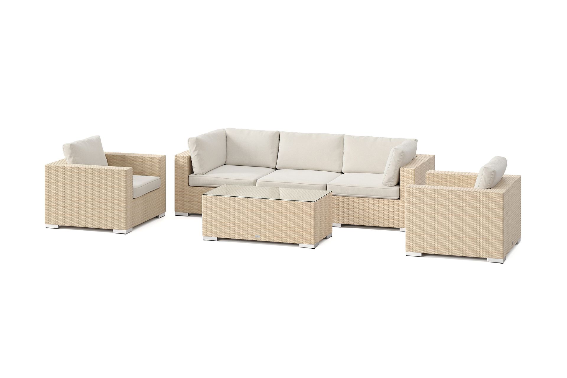 bahamas utomhus soffgrupp 5-sits med två fåtöljer och bord - beige