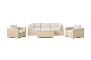 Bahamas utomhus soffgrupp 5-sits med två fåtöljer och bord - Beige - Utemöbler - Utegrupp - Loungegrupp