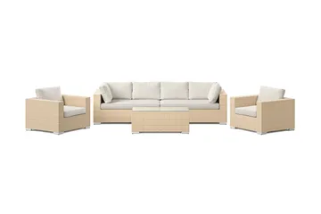 Bahamas utomhus soffgrupp 6-sits med två fåtöljer och bord - Beige - Utemöbler - Utegrupp - Loungegrupp