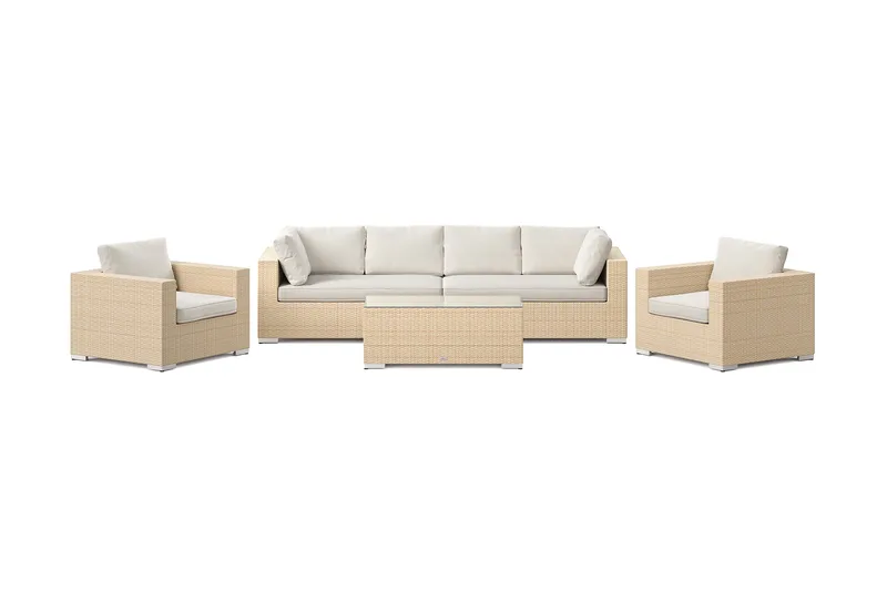 Bahamas utomhus soffgrupp 6-sits med två fåtöljer och bord - Beige - Utemöbler - Utegrupp - Loungegrupp