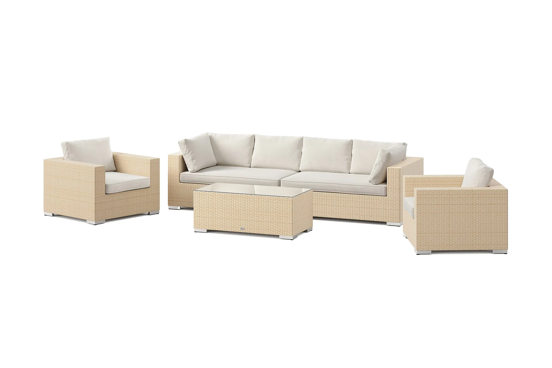 bahamas utomhus soffgrupp 6-sits med två fåtöljer och bord - beige