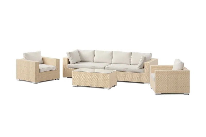 Bahamas utomhus soffgrupp 6-sits med två fåtöljer och bord - Beige - Utemöbler - Utegrupp - Loungegrupp