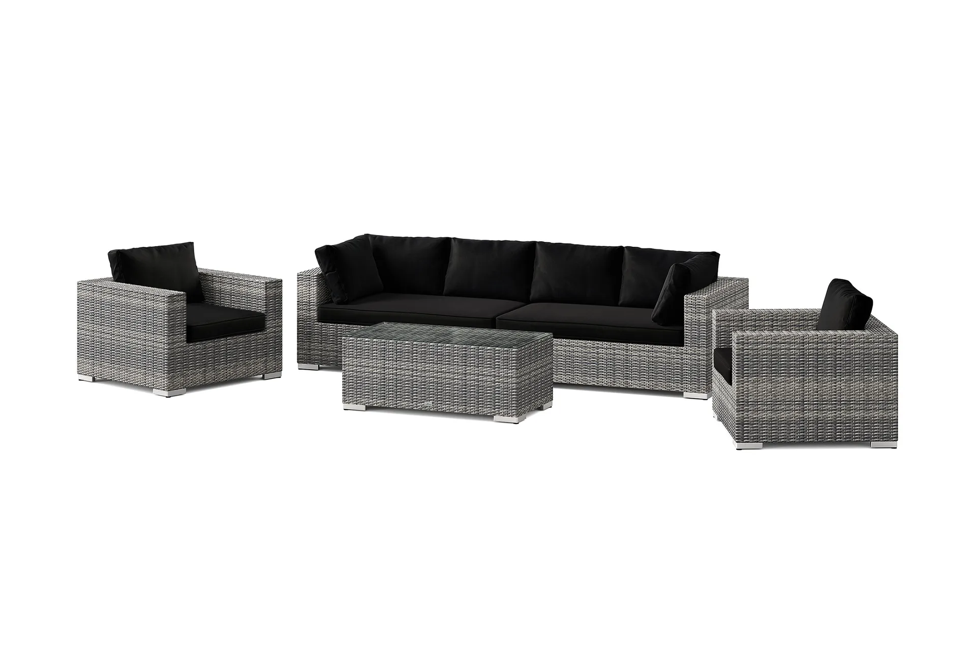 Bahamas utomhus soffgrupp 6-sits med tv&aring; f&aring;t&ouml;ljer och bord - Gr&aring;