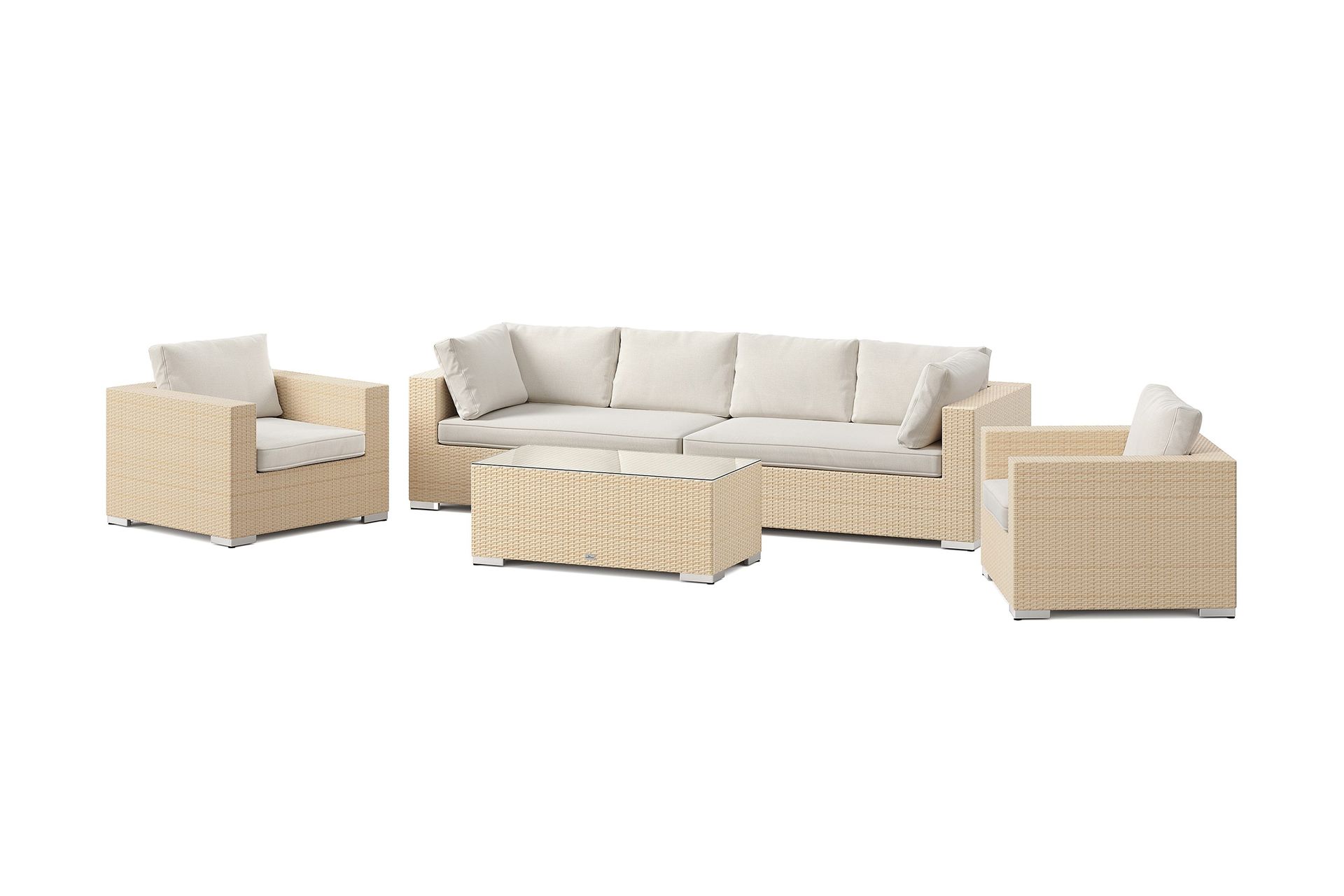 bahamas utomhus soffgrupp 6-sits med två fåtöljer och bord - sand