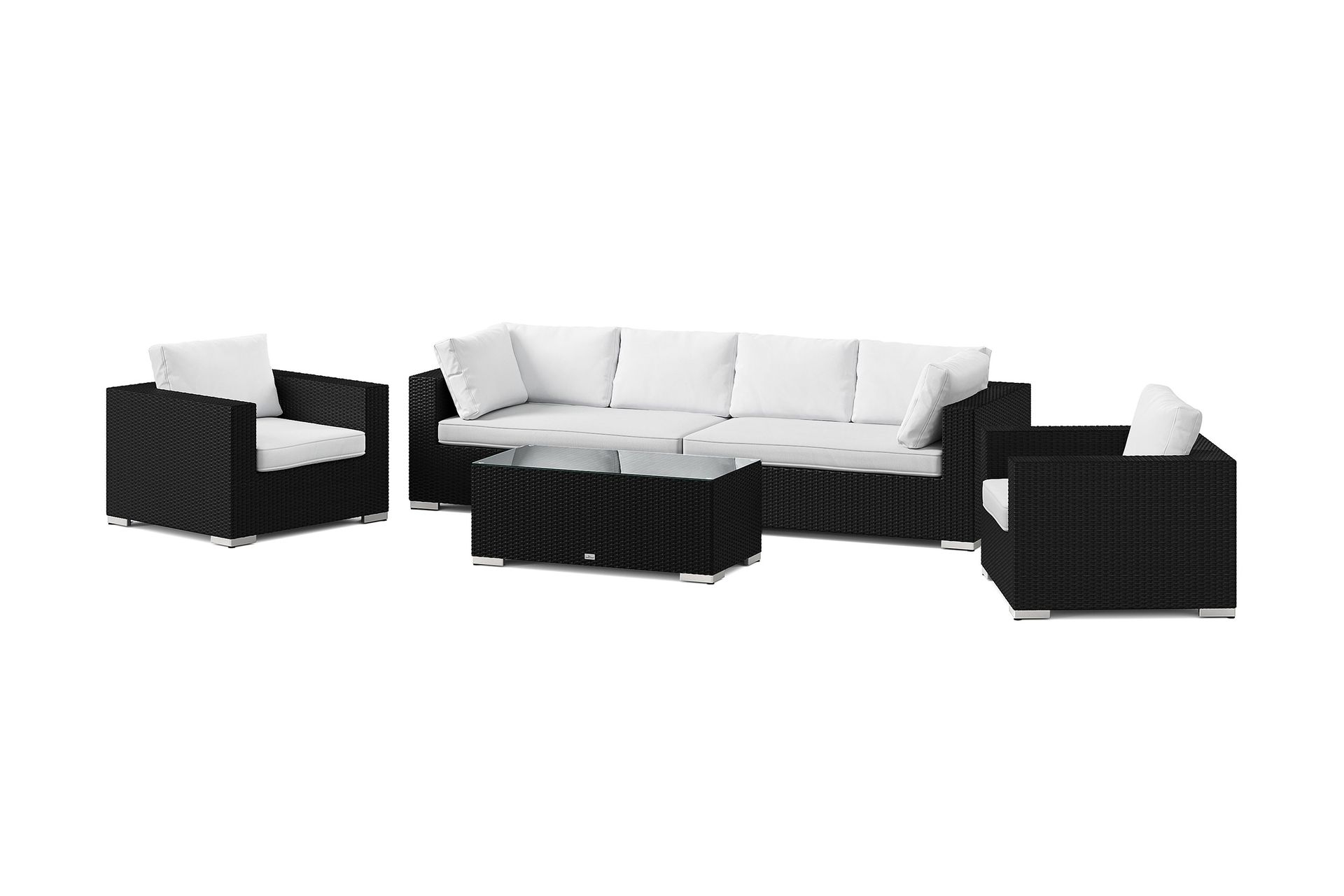 bahamas utomhus soffgrupp 6-sits med två fåtöljer och bord - svart