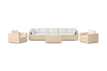 Bahamas utomhus soffgrupp 7-sits med två fåtöljer och bord - Beige - Utemöbler - Utegrupp - Loungegrupp