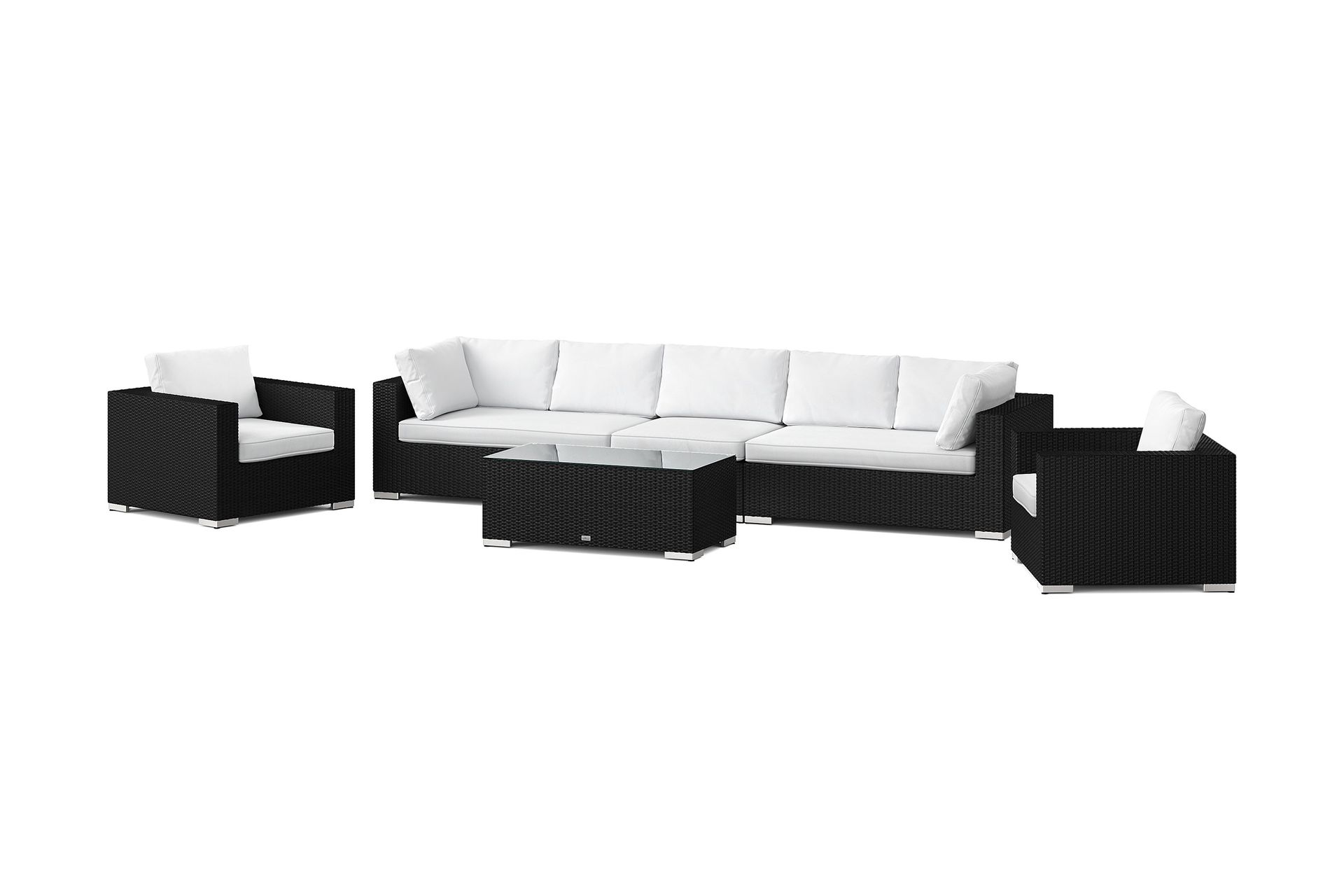 bahamas utomhus soffgrupp 7-sits med två fåtöljer och bord - svart