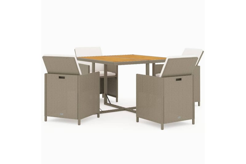 beBasic Matgrupp Utomhus för trädgården med dynor 5 delar konstrotting beige - Utemöbler - Utegrupp - Matgrupper utomhus