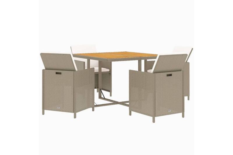 beBasic Matgrupp Utomhus för trädgården med dynor 5 delar konstrotting beige - Utemöbler - Utegrupp - Matgrupper utomhus