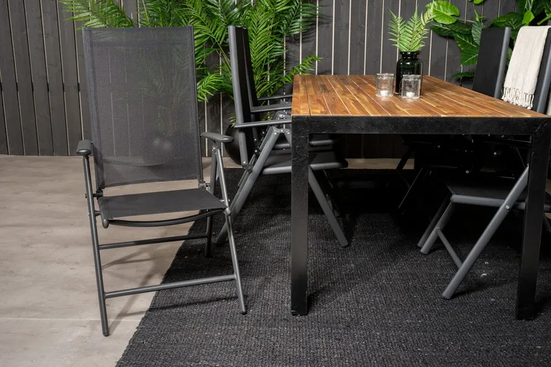 Bois Matbord Utomhus 200 cm Svart/Brun med 6 Break Positionsstol Svart - Utemöbler - Utegrupp - Matgrupper utomhus