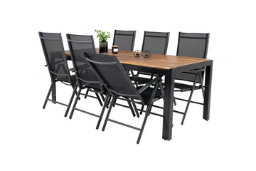 Bois Matbord Utomhus 200 cm Svart/Brun med 6 Break Positionsstol Svart - Utemöbler - Utegrupp - Matgrupper utomhus