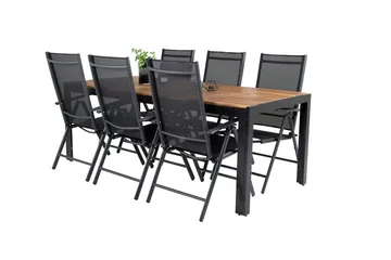 Bois Matbord Utomhus 200 cm Svart/Brun med 6 Break Positionsstol Svart - Utemöbler - Utegrupp - Matgrupper utomhus