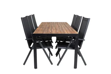 Bois Matbord Utomhus 200 cm Svart/Brun med 6 Break Positionsstol Svart - Utemöbler - Utegrupp - Matgrupper utomhus