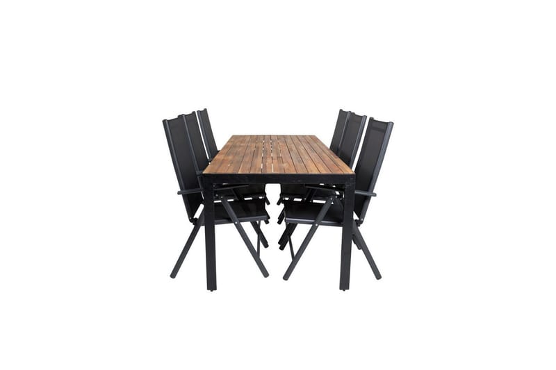 BOIS Matgrupp Utomhus 200cm + 6 Break Positionsstolar Svart/Grå - Utemöbler - Utegrupp - Matgrupper utomhus
