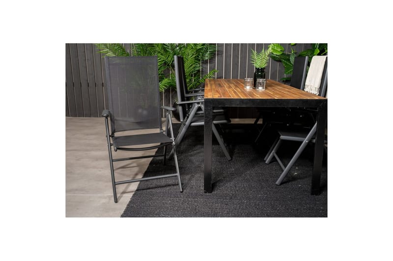 BOIS Matgrupp Utomhus 200cm + 6 Break Positionsstolar Svart/Grå - Utemöbler - Utegrupp - Matgrupper utomhus
